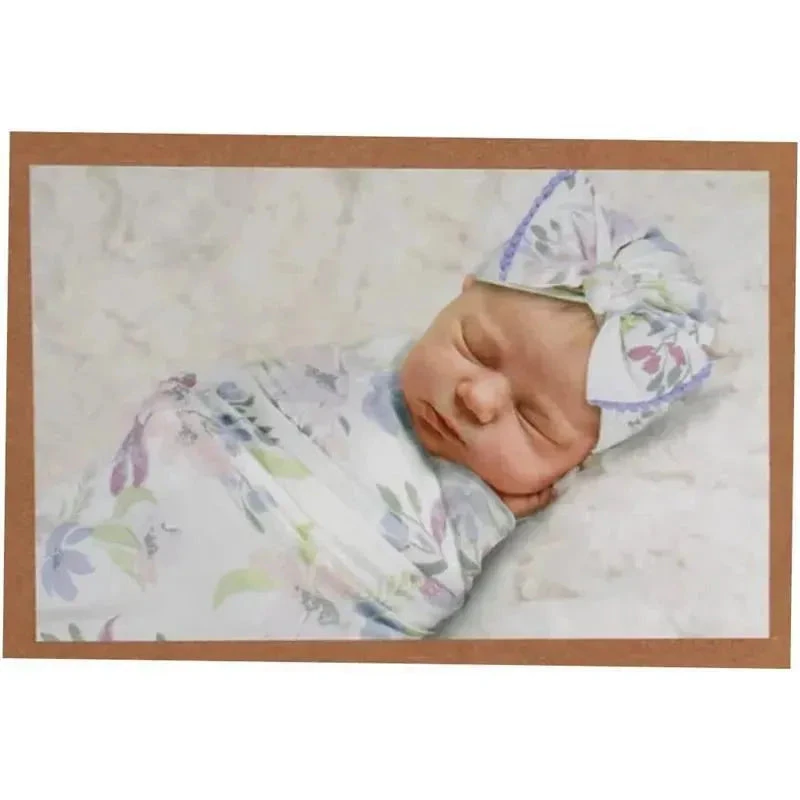 A.D Sutton - Baby Cotton Swaddle Blanket Wrap With Headband Or Hat Set, Lilac Flower 4 A.D Sutton - Baby Cotton Swaddle Blanket Wrap With Headband Or Hat Set, Lilac Flower - Image 2