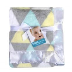 A.D. Sutton - Plush Unisex Triangle Print Blanket With Satin Trim Multi