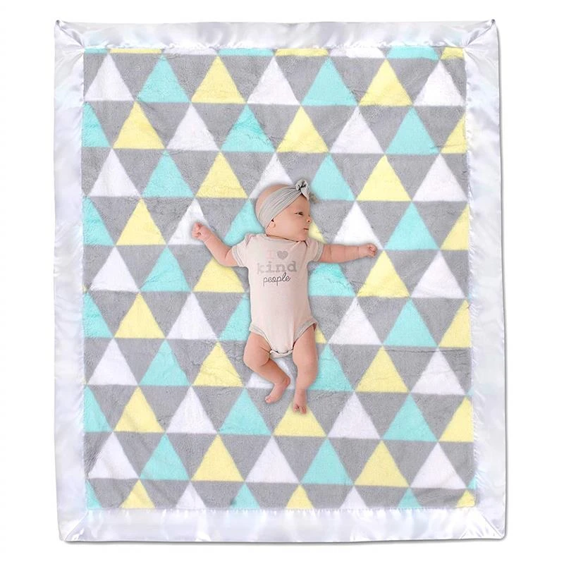 A.D. Sutton - Plush Unisex Triangle Print Blanket With Satin Trim Multi 8 A.D. Sutton - Plush Unisex Triangle Print Blanket With Satin Trim Multi - Image 6