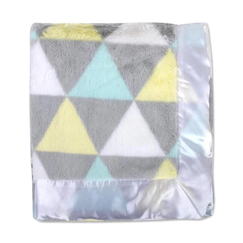 A.D. Sutton - Plush Unisex Triangle Print Blanket With Satin Trim Multi 5 A.D. Sutton - Plush Unisex Triangle Print Blanket With Satin Trim Multi - Image 3