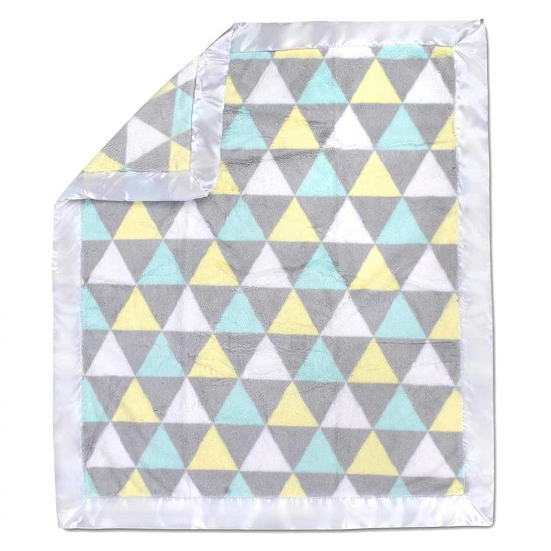 A.D. Sutton - Plush Unisex Triangle Print Blanket With Satin Trim Multi 6 A.D. Sutton - Plush Unisex Triangle Print Blanket With Satin Trim Multi - Image 4