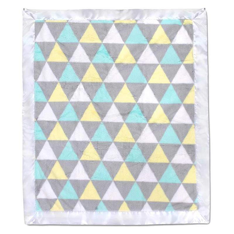 A.D. Sutton - Plush Unisex Triangle Print Blanket With Satin Trim Multi 7 A.D. Sutton - Plush Unisex Triangle Print Blanket With Satin Trim Multi - Image 5