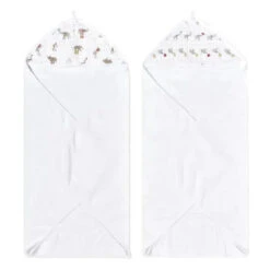 Aden + Anais - 2 Pk Essential Elephant Circus Hooded Baby Bath Towel