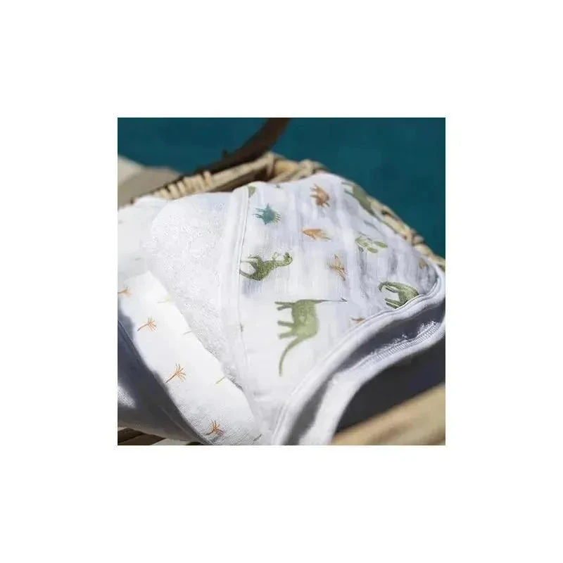 Aden + Anais - 2Pk Essentials Hooded Dino Jungle Baby Bath Towel 4 Aden + Anais - 2Pk Essentials Hooded Dino Jungle Baby Bath Towel - Image 2
