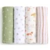 Aden + Anais - 4Pk Essentials Cotton Muslin Swaddle, Sage Woodland 1 Aden + Anais - 4Pk Essentials Cotton Muslin Swaddle, Sage Woodland -Macro Baby Store aden anais 4pk essentials cotton muslin swaddle sage woodland image 1