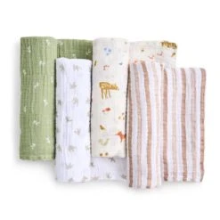 Aden + Anais - 4Pk Essentials Cotton Muslin Swaddle, Sage Woodland 8 Aden + Anais - 4Pk Essentials Cotton Muslin Swaddle, Sage Woodland -Macro Baby Store aden anais 4pk essentials cotton muslin swaddle sage woodland image 3