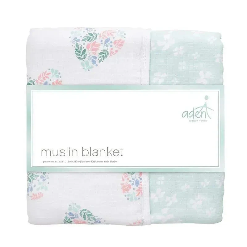 Aden + Anais Aden By Aden - Muslin Blanket, Briar Rose Floral Heart 3 Aden + Anais Aden By Aden - Muslin Blanket, Briar Rose Floral Heart
