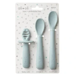 Ali + Oli - 3Pk Multi Stage Spoon Set For Baby, Blue -Macro Baby Store ali oli 3pk multi stage spoon set for baby blue image 7