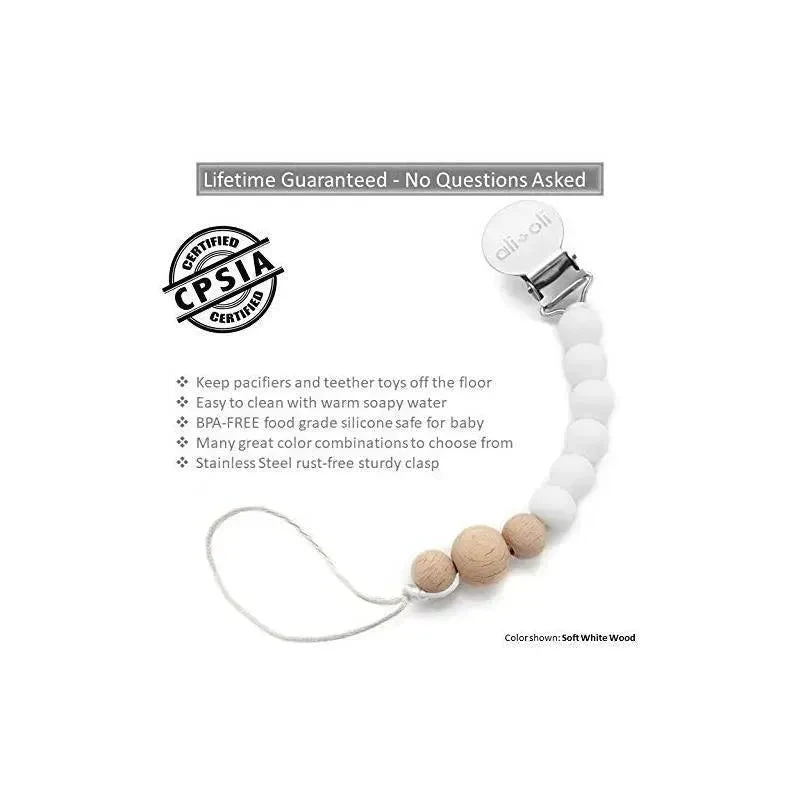 Ali + Oli Pacifier Clip (White Wood) 4 Ali + Oli Pacifier Clip (White Wood) - Image 2