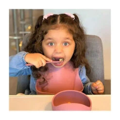 Ali + Oli Silicone Baby Bib Roll Up & Stay Closed (Mauve) -Macro Baby Store ali oli silicone baby bib roll up stay closed mauve image 11