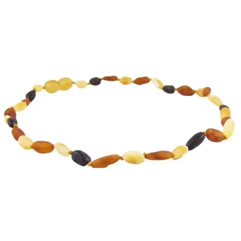 Amber Monkey 12-13 Necklace, Raw Multi Bean 3 Amber Monkey 12-13 Necklace, Raw Multi Bean