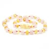 Amber Stone - Baltic Amber & Rose Quartz Necklace 132 -Macro Baby Store amber stone baltic amber rose quartz necklace 132 image 1
