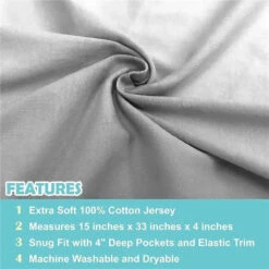 American Baby - 15 X 33 Fitted Bassinet Sheet 100% Natural Cotton Jersey Knit, Grey 9 American Baby - 15 X 33 Fitted Bassinet Sheet 100% Natural Cotton Jersey Knit, Grey -Macro Baby Store american baby 15 x 33 fitted bassinet sheet 100 natural cotton jersey knit grey 1 image 3
