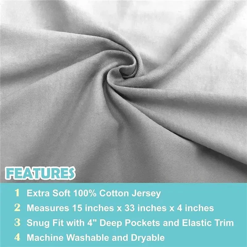 American Baby - 15 X 33 Fitted Bassinet Sheet 100% Natural Cotton Jersey Knit, Grey 5 American Baby - 15 X 33 Fitted Bassinet Sheet 100% Natural Cotton Jersey Knit, Grey - Image 3