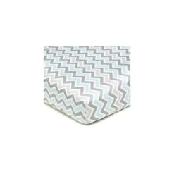 American Baby Company Percale Crib Sheet Zig-Zag Gray/Blue