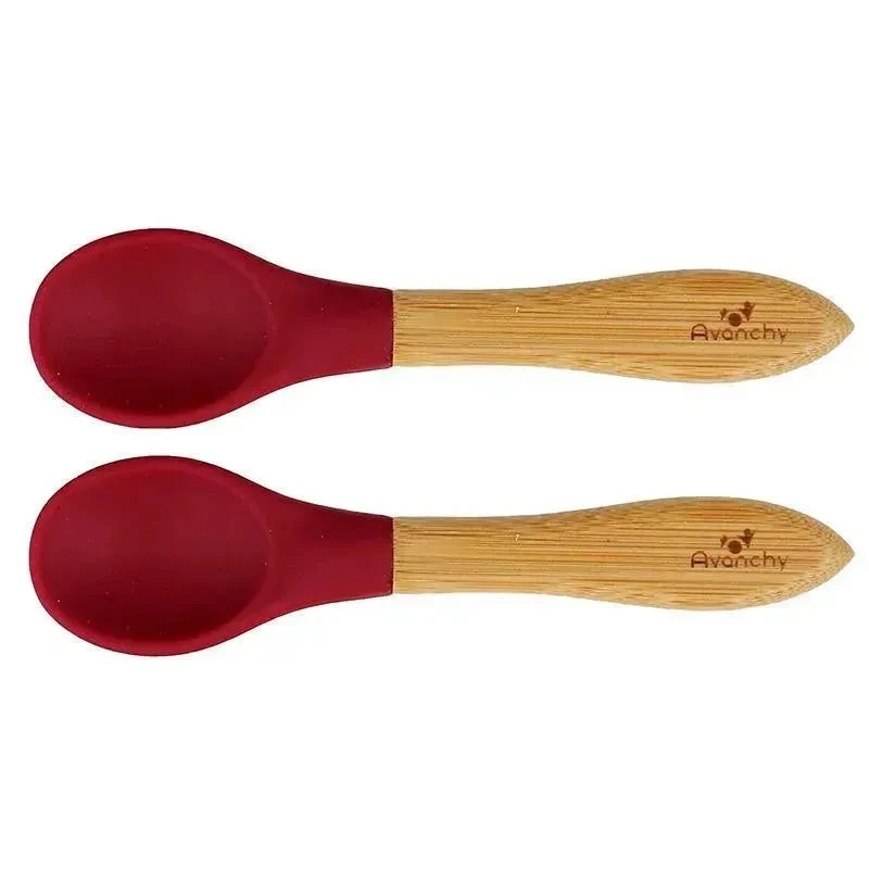 Avanchy Bamboo Infant Feeding Spoon Set, Magenta 3 Avanchy Bamboo Infant Feeding Spoon Set, Magenta