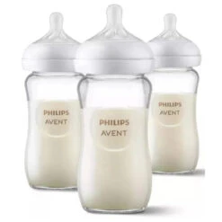 PHILIPS AVENT Avent - 3Pk Glass Natural Baby Bottle With Natural Response Nipple, 8Oz
