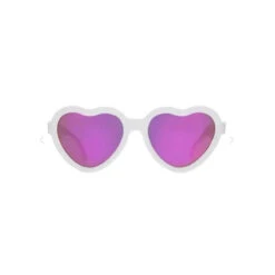 Babiators - The Sweetheart Wicked White Heart Shaped W/ Polarized Pink Lens Mirror Baby Sunglasses - Ages 0-2