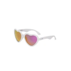 Babiators - The Sweetheart Wicked White Heart Shaped W/ Polarized Pink Lens Mirror Baby Sunglasses - Ages 0-2 -Macro Baby Store babiators the sweetheart wicked white heart shaped w polarized pink lens mirror baby sunglasses ages 0 2 image 7