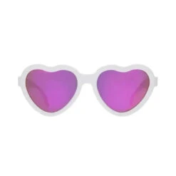 Babiators - The Sweetheart Wicked White Heart Shaped W/ Polarized Pink Lens Mirror Baby Sunglasses - Ages 3-5