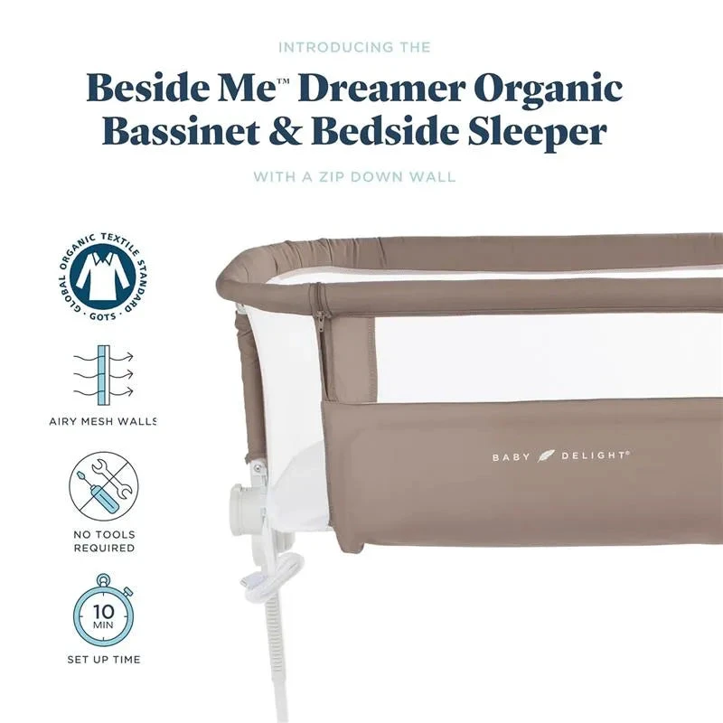 Baby Delight - Beside Me Dreamer Bassinet, 6-Position Height Adjustment, Organic Mocha 5 Baby Delight - Beside Me Dreamer Bassinet, 6-Position Height Adjustment, Organic Mocha - Image 3