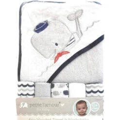 Baby King 6 Pc Hooded Towel & Washcloths Whale