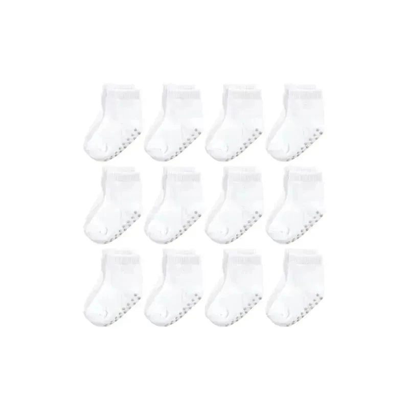 Baby Vision - 12Pk Baby Unisex Organic Non Skid Socks, White, 6/12M 3 Baby Vision - 12Pk Baby Unisex Organic Non Skid Socks, White, 6/12M