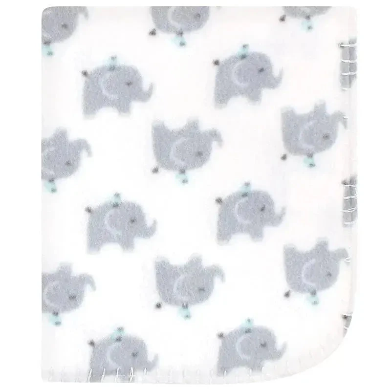 Baby Vision 2Pk Printed Fleece Blanket, Elephants 5 Baby Vision 2Pk Printed Fleece Blanket, Elephants - Image 3