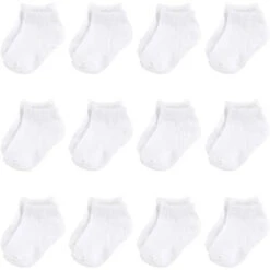 Baby Vision - Baby Girls' Cotton Rich Newborn And Terry Socks, White No-show, 6-12M, 12Pk