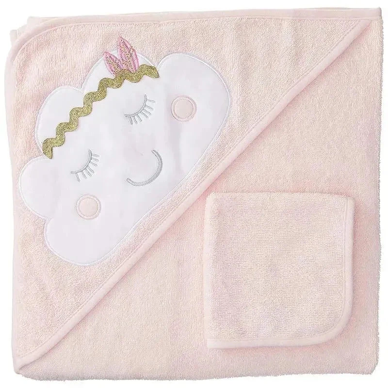 Baby Vision - Hudson Baby Cotton Hooded Towel And Washcloth, Boho Cloud 3 Baby Vision - Hudson Baby Cotton Hooded Towel And Washcloth, Boho Cloud