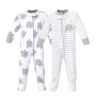 Baby Vision - Hudson Baby Unisex 2Pk Fleece Zipper Sleep & Play, Elephants