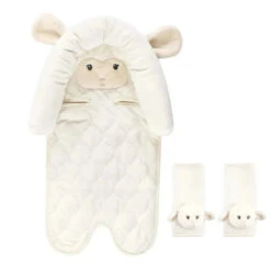 Baby Vision - Hudson Baby Unisex Baby Car Seat Insert And Strap Covers, Lamb