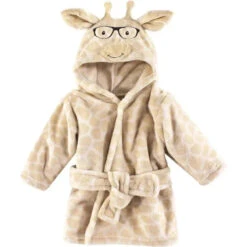 Baby Vision - Hudson Baby Unisex Baby Plush Animal Face Bathrobe, Nerdy Giraffe