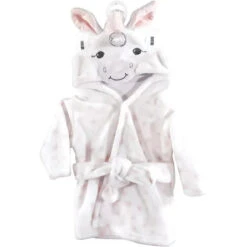 Baby Vision - Hudson Baby Unisex Baby Plush Animal Face Bathrobe, White Unicorn