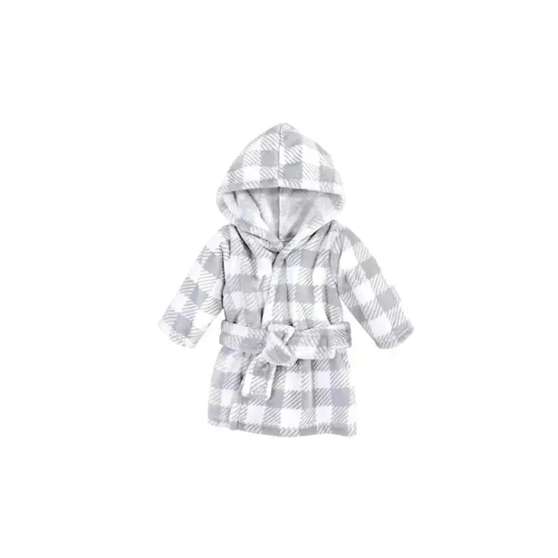 Baby Vision Plush Bathrobes 0-9M, Gray Plaid 3 Baby Vision Plush Bathrobes 0-9M, Gray Plaid
