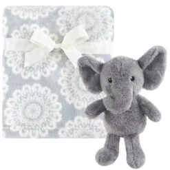Baby Vision Plush Blanket With Toy, Snuggly Elephant