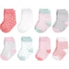 Baby Vision - Touched By Nature Unisex Baby Organic Cotton Socks, Coral Mint, 6-12M, 8Pk