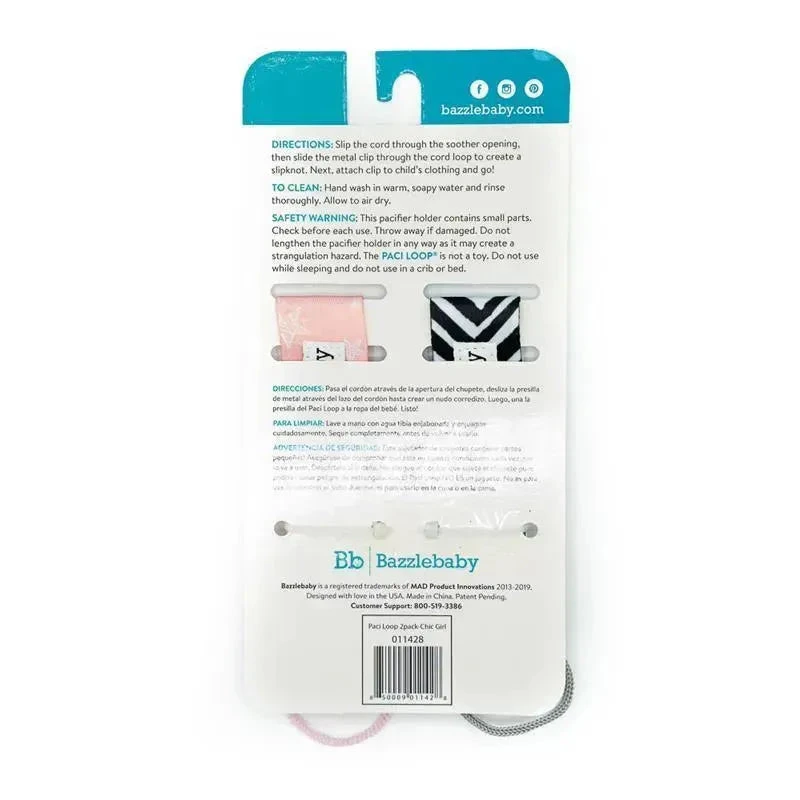 Bazzle Baby Black & Light Pink Print Pacifier Clips Baby Girl 4 Bazzle Baby Black & Light Pink Print Pacifier Clips Baby Girl - Image 2