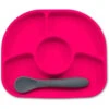 Bbluv - Yümi 4-Section Silicone Plate And Spoon, Pink -Macro Baby Store bbluv yumi 4 section silicone plate and spoon pink image 1