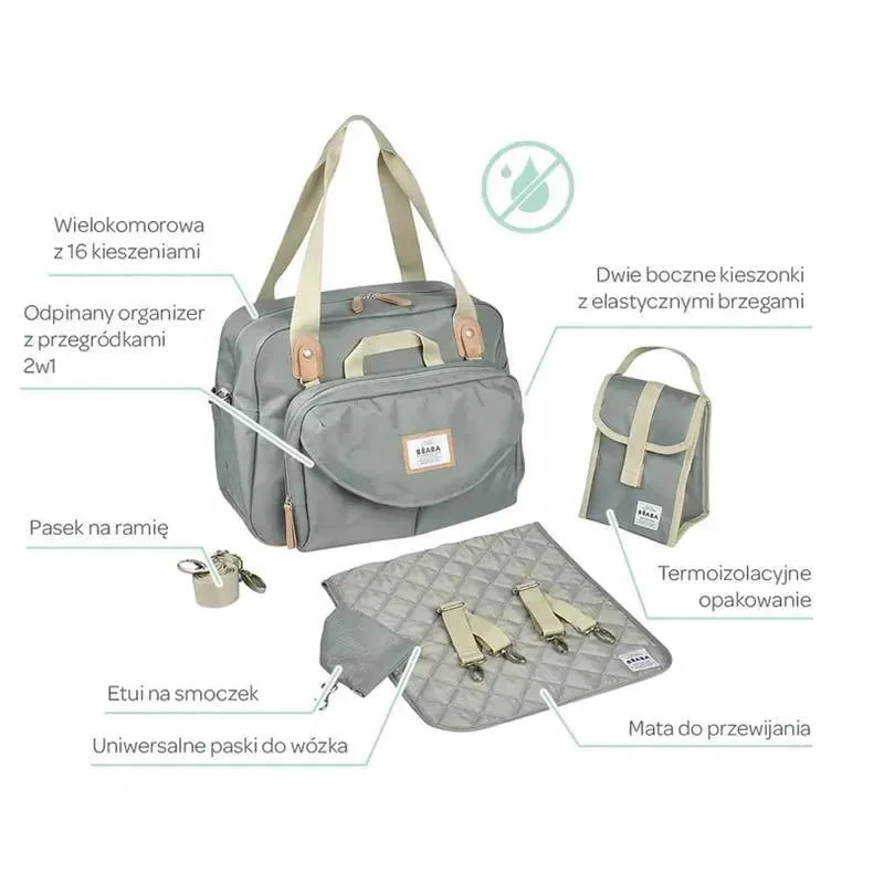 Beaba - Geneva Diaper Bag Sage 4 Beaba - Geneva Diaper Bag Sage - Image 2