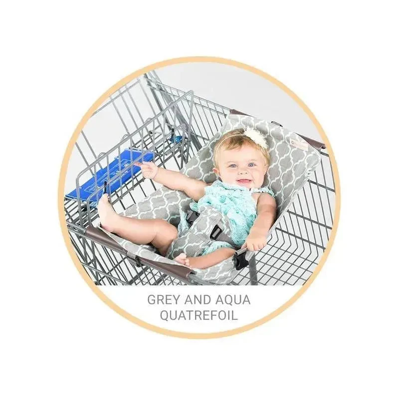 Binxy Baby Shopping Cart Hammock, Grey And Aqua Quatrefoil 3 Binxy Baby Shopping Cart Hammock, Grey And Aqua Quatrefoil