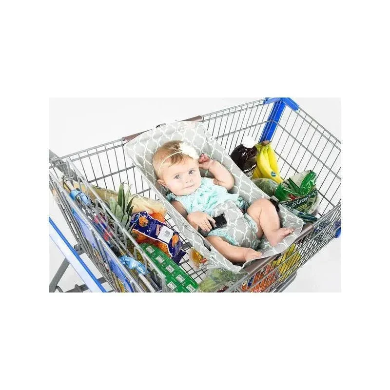 Binxy Baby Shopping Cart Hammock, Grey And Aqua Quatrefoil 4 Binxy Baby Shopping Cart Hammock, Grey And Aqua Quatrefoil - Image 2