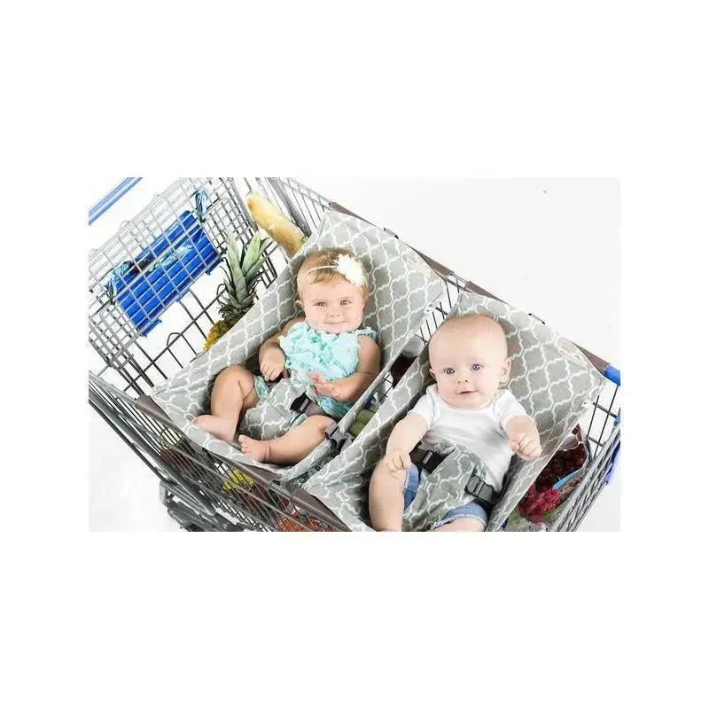 Binxy Baby Shopping Cart Hammock, Grey And Aqua Quatrefoil 6 Binxy Baby Shopping Cart Hammock, Grey And Aqua Quatrefoil - Image 4