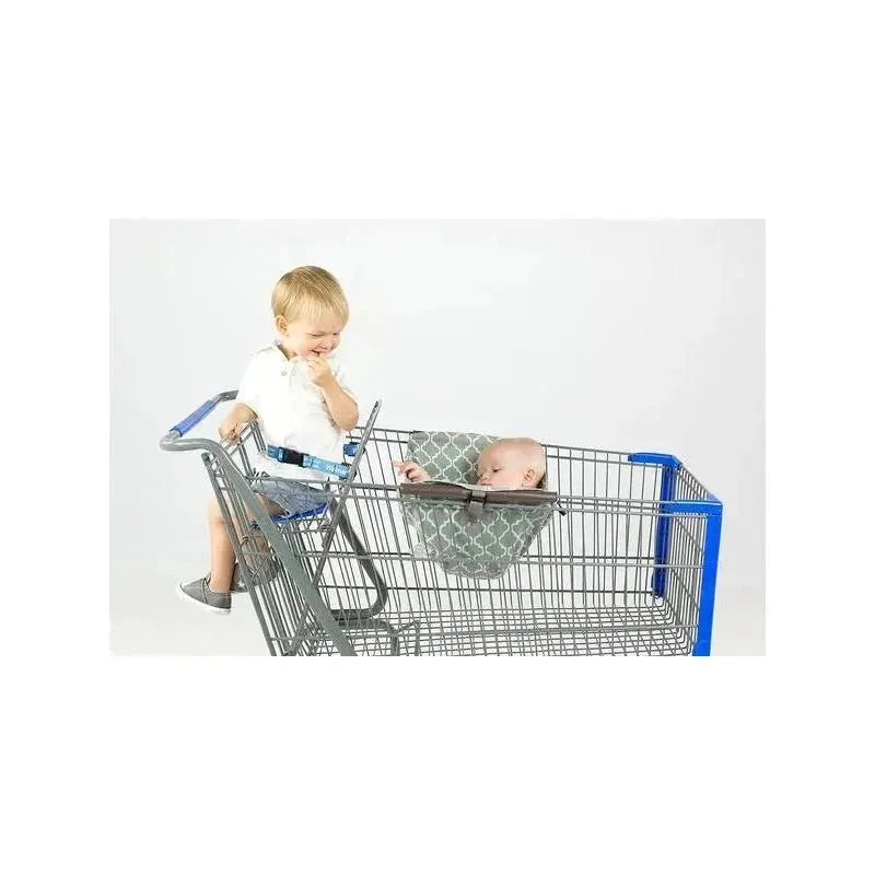 Binxy Baby Shopping Cart Hammock, Grey And Aqua Quatrefoil 7 Binxy Baby Shopping Cart Hammock, Grey And Aqua Quatrefoil - Image 5