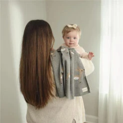 Bleu La La - 100% Luxury Cotton Receiving Swaddle Baby Blanket - Deer -Macro Baby Store bleu la la 100 luxury cotton receiving swaddle baby blanket deer image 6