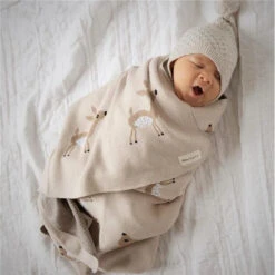 Bleu La La - 100% Luxury Cotton Receiving Swaddle Baby Blanket - Deer -Macro Baby Store bleu la la 100 luxury cotton receiving swaddle baby blanket deer image 7