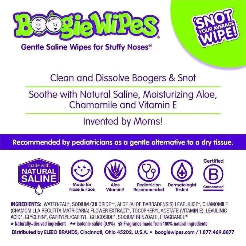 Boogie Wipes - 30Ct Saline Nose Wipes, Grape 4 Boogie Wipes - 30Ct Saline Nose Wipes, Grape - Image 2