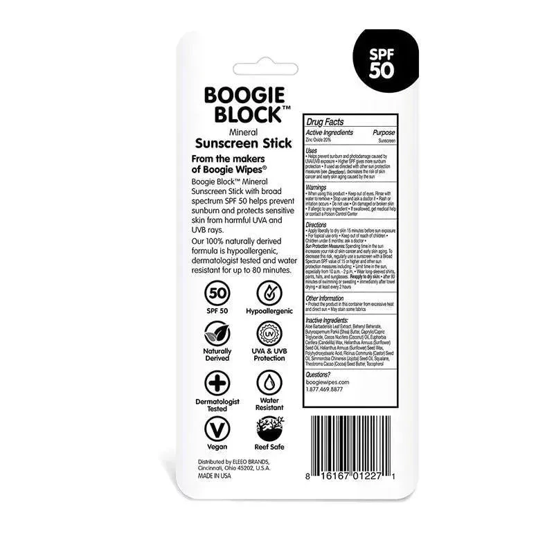 Boogie Wipes - Block Mineral Sunscreen Stick 4 Boogie Wipes - Block Mineral Sunscreen Stick - Image 2