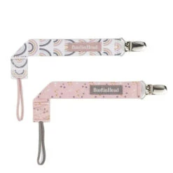 Booginhead 2-Pack Pacifier Clips, Pink Rainbows
