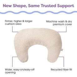 Boppy - Nursing Pillow With Luxe Fabric Cover, Oatmeal Boucle -Macro Baby Store boppy nursing pillow with luxe fabric cover oatmeal boucle image 4